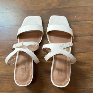 ASOS block white heels